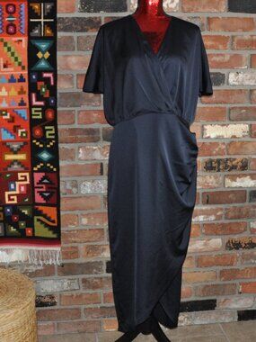 New Ever New  Trudy Wrap Batwing Midi Dress Navy 10